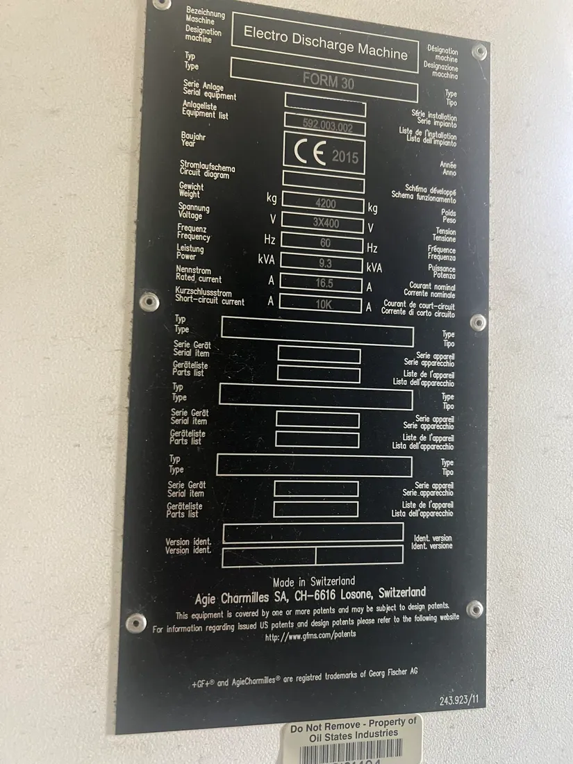 AgieCharmilles #Form-30, CNC Sinker Electrical Discharge Machine, 24" X, 16" Y, 16" Z, 2015 - Image 7