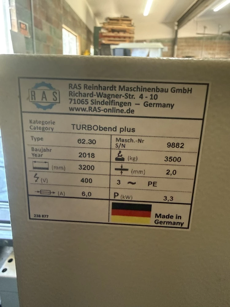 125" RAS #Turbo-Bend-Plus-62.30, CNC Folder, 14 gauge capacity, System 6000 touch screen control, 2018 - Image 6