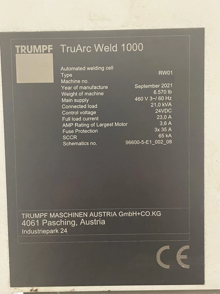 Trumpf, TruArc-1000, 6-Axis Robotic Welding Cell, 51-3/16" reach, 460 V., 2021 - Image 7