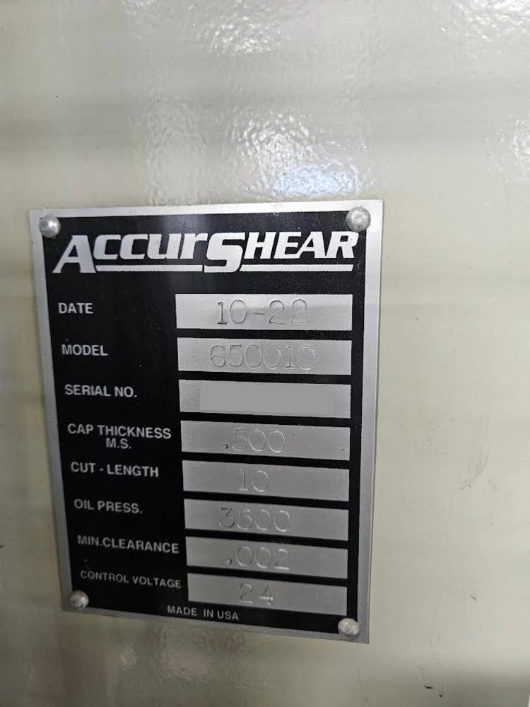 1/2" x 10' Accurshear #650010, Power Squaring Shear, 36" back gauge, 460 V., 2022 - Image 10