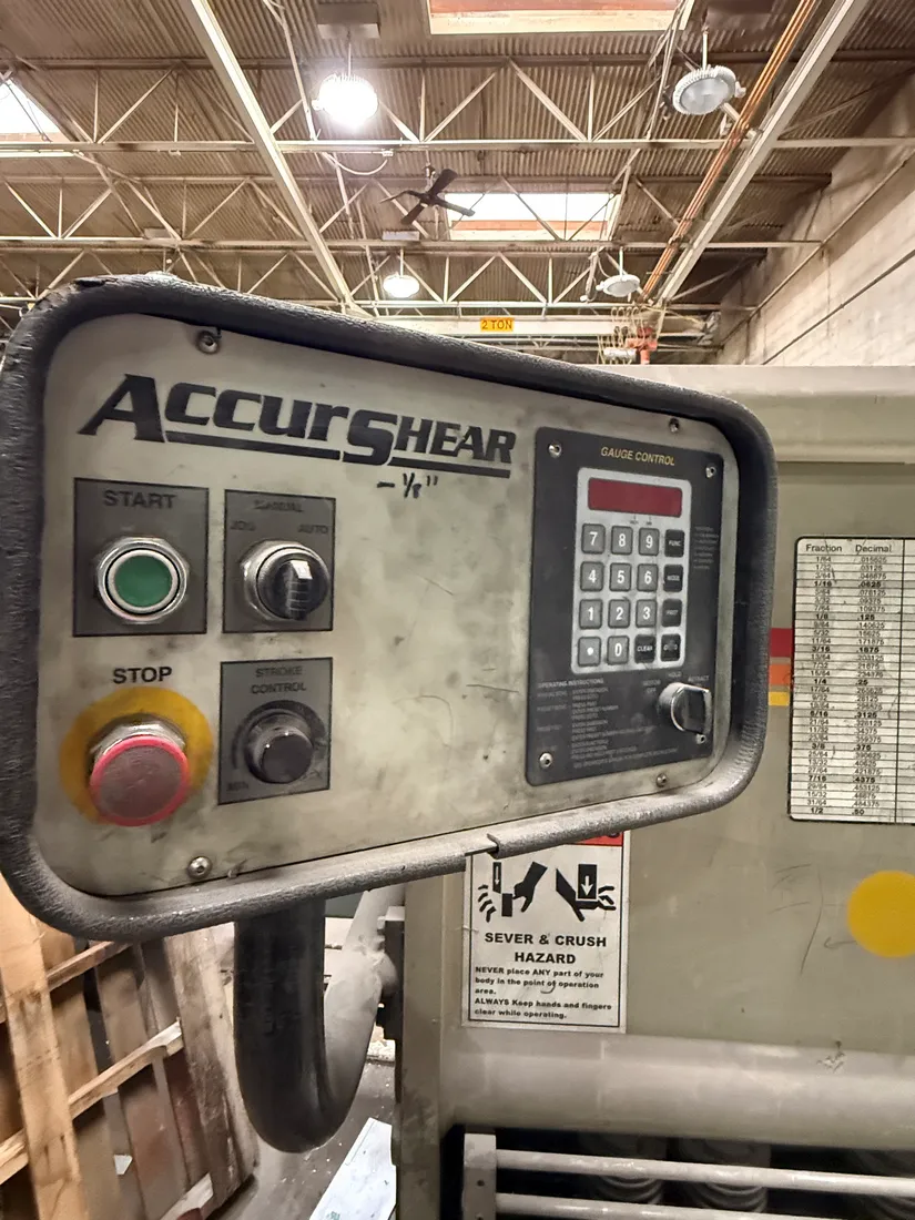 1/4" x 12' Accurshear #625012, Power Squaring Shear, 20 HP, 36" back gauge, Accurshear SC2 control, 2008 - Image 4
