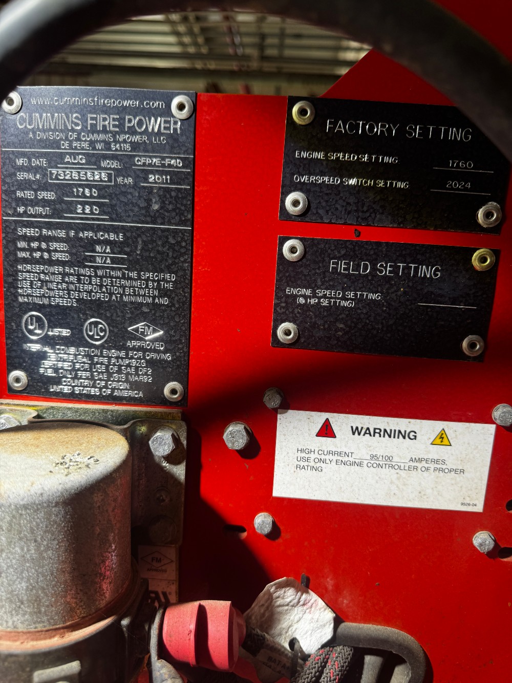 2500 GPM @ 251' TDH, Cummins #CFP7E-F40, diesel fire pump package, 2500 GPM Aurora Centrifugal 600 hours - Image 5