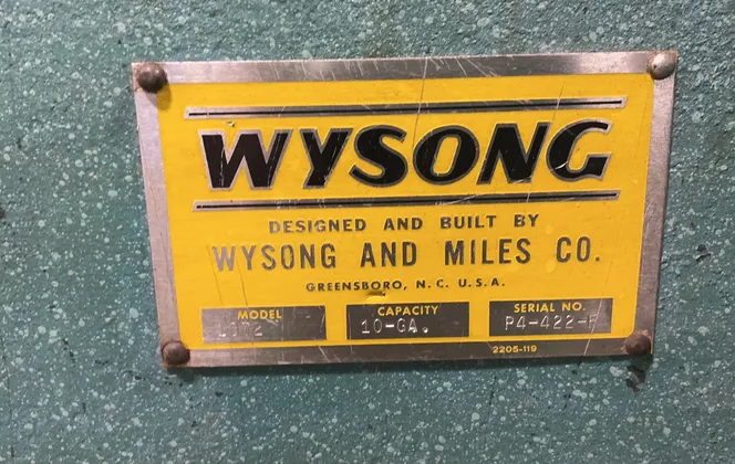 10 gauge x 6' Wysong #1072, power squaring shear - Image 6
