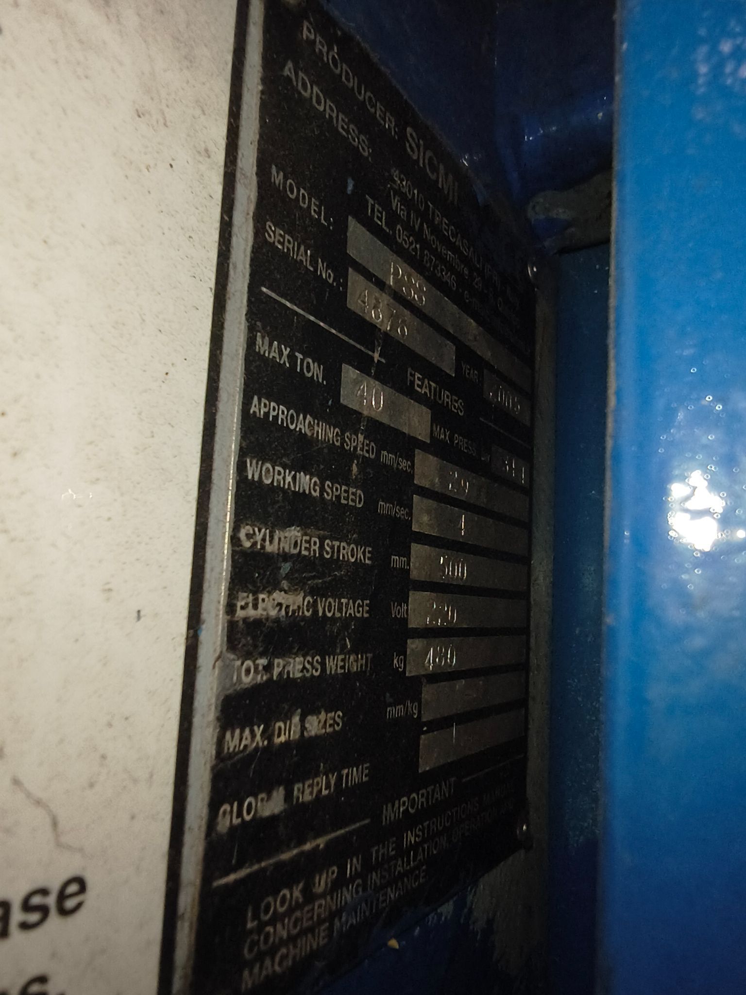 40 ton, SICMI #PSS-SERIES, 2-column electro hydraulic press - Image 5