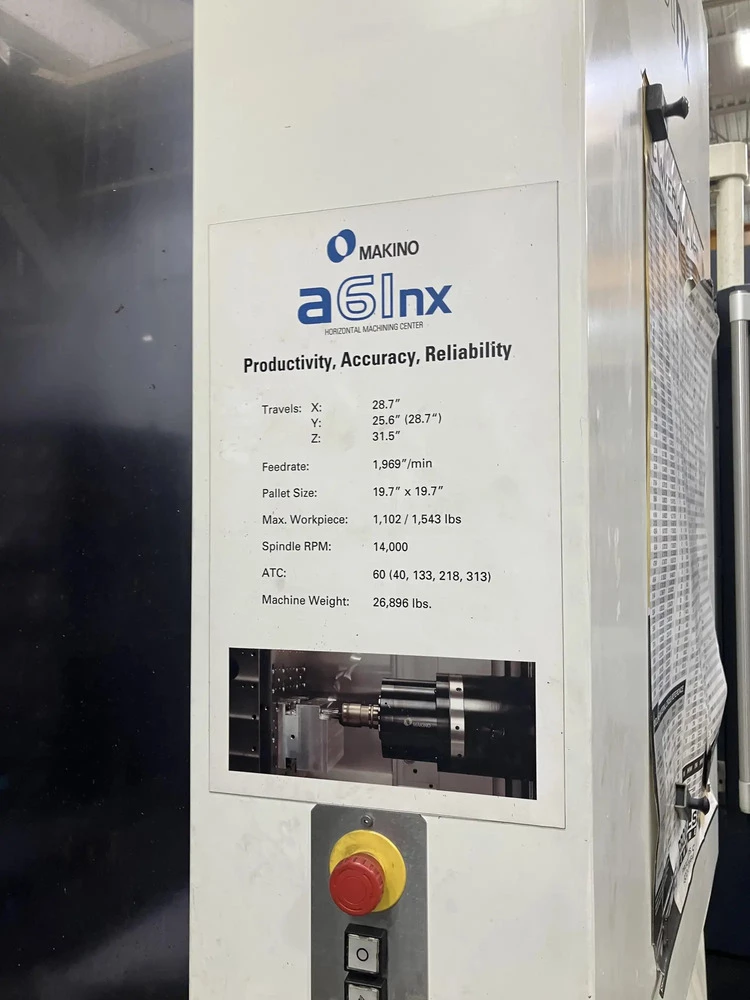 Makino #A61NX, horizontal machining center, 19.7" pallet, 28" X, 25.6" Y, 31.5" Z, 14,000 RPM, 60 automatic - Image 3