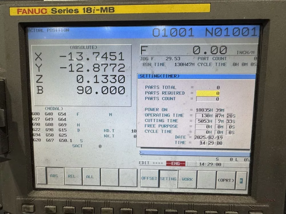 Daewoo Doosan #HP-5100, horizontal machining center, 19.7" pallet, 33.5" X, 27.6" Y, 29.5" Z, 12000 RPM, 60 - Image 6