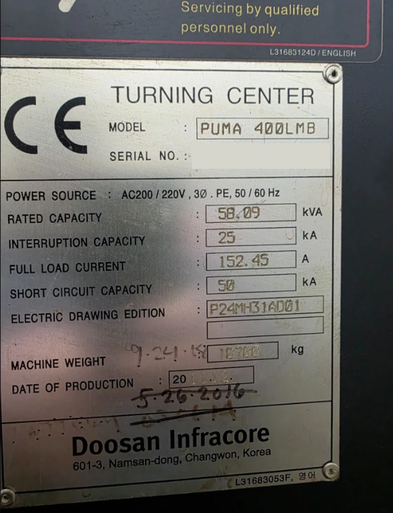 Daewoo Doosan #Puma-400LMB, CNC lathe, 30.3" swing, 4.5" bar, 18" chuck, 78.8" centers, 22" turning diameter - Image 8