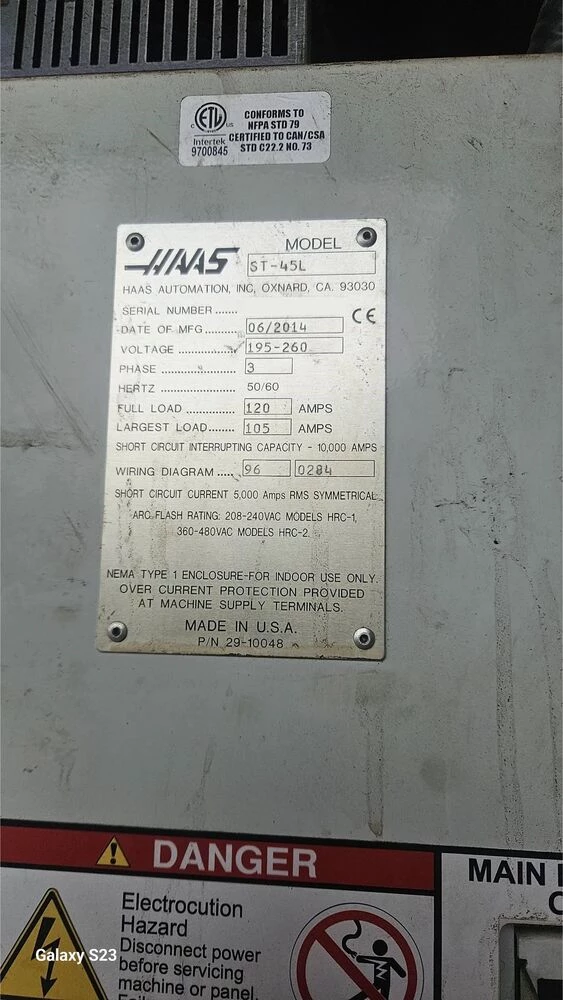 Haas #ST-45L, CNC lathe, 34.5" swing, 7" bar, 24" chuck, 80" centers, 25.5" turning diameter, 12 station - Image 8
