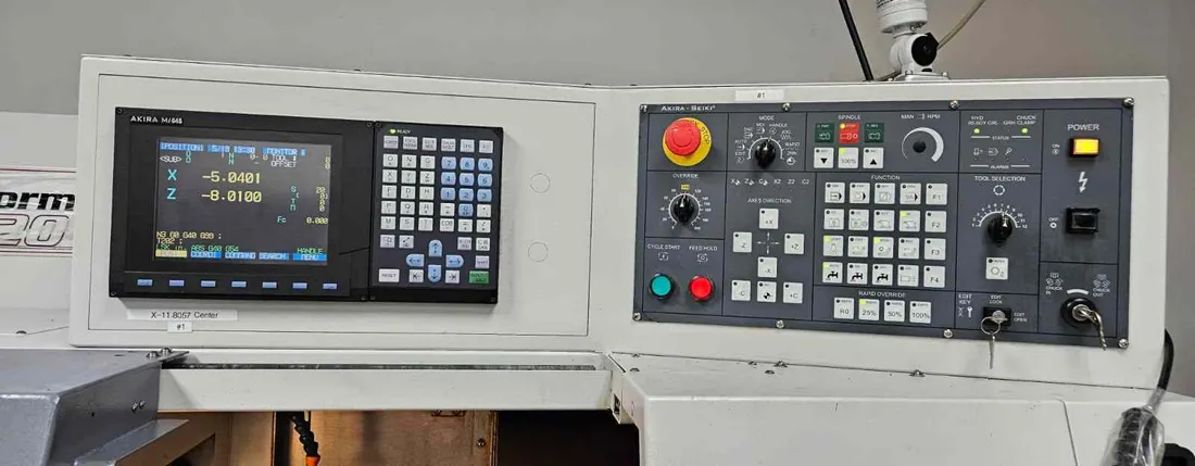 Akira Seiki #SL20, CNC lathe, 17.7" swing, 1.7" bar, 6" chuck, 13" centers, 11.4" turning diameter, 10 - Image 4