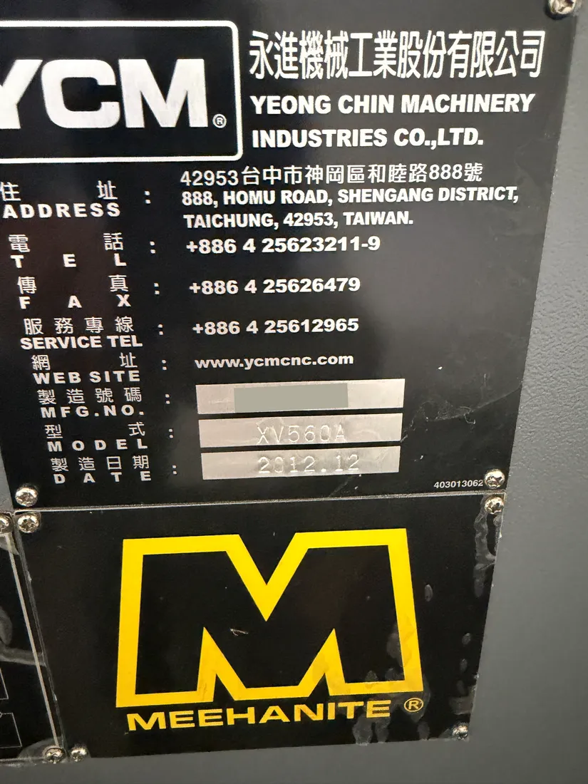 YCM #XV560A, vertical machining center, 22" X, 16" Y, 17.7" Z, 10,000 RPM, 20 automatic tool changer, CAT 40 - Image 2