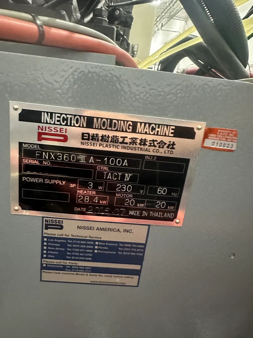 400 Ton, 42.9 oz., Nissei #FNX360IIIA-100A, injection molding machine, 28.9" tie bars, 41.5" platen, 52" - Image 4