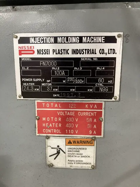 400 Ton, 41 oz., Nissei #FN7000-100A, injection molding machine, 28.93" tie bars, 41.5" platen, 2-13/16" - Image 7