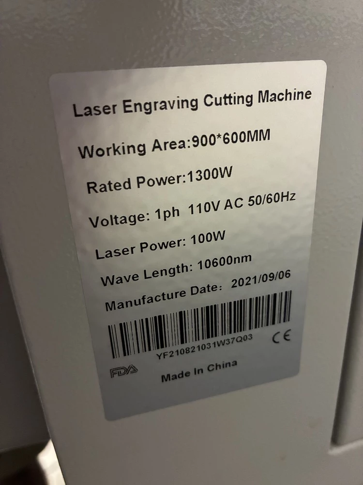 Aeon #Mira-9, 100 watt laser engraver, 35-1/2" x 23-5/8" work area, 5-7/8" Z travel, Ruida DSP control, 1,000 - Image 4