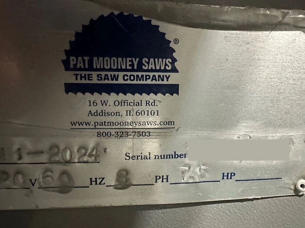 24" Pat Mooney #PMI-20-24, cold saw, 7.8" x 14.6" capacity, 2000 RPM, 7.5 HP, 60° double miter, 2016 - Image 6