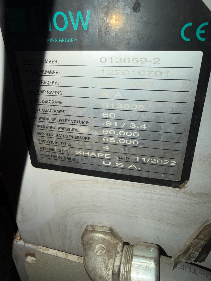 Flow #Waterknife-7X, waterjet intensifier pump, 50 HP, 60,000 PSI., 5,800 hours, 2022 - Image 7