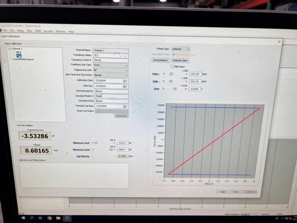 22 KIP (100kN), Instron #8501, fatigue testing system, 2 columns, 22" btwn columns, reconditioned - Image 7