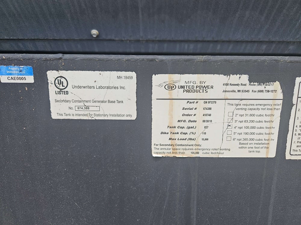 500 kW Generac #122040404100, Standby Diesel Generator, Tier 2, sound attenuated enclosure, 277/480 Volts - Image 9