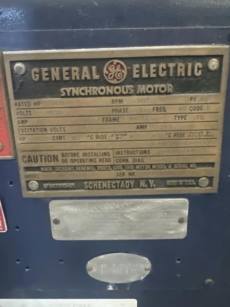 900 HP 900 RPM General Electric, Frame 8407Z, weather protected enclosure type 1, SLV, used, 4000 Volts, 250 - Image 2