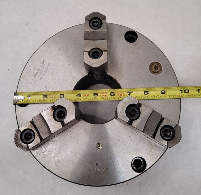 10" Bison #2353, 3-jaw lathe chuck, 3" center hole, plain back, 2000 RPM - Image 4