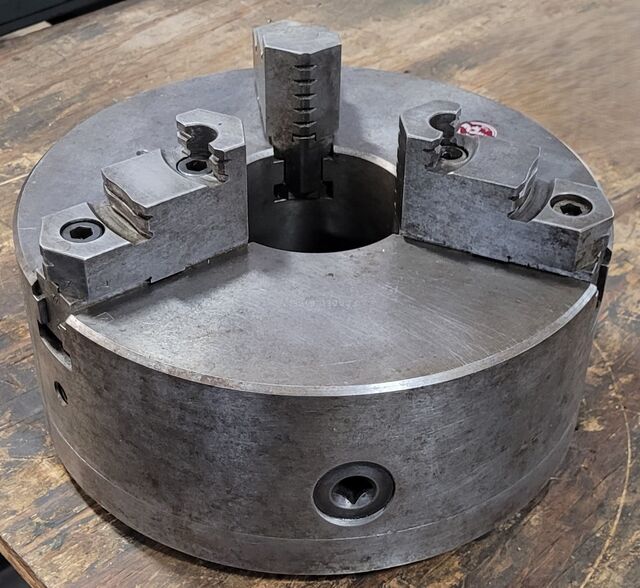 12.5" Rohm #2012, 3-jaw lathe chuck, 4" center hole, plain back - Image 1
