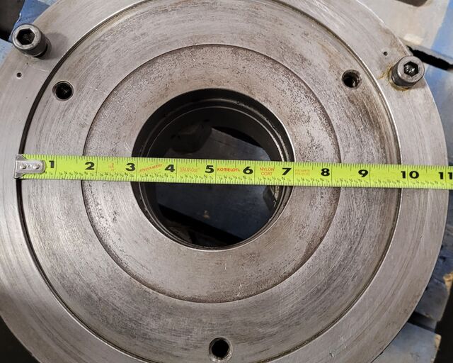 12.5" Rohm #2012, 3-jaw lathe chuck, 4" center hole, plain back - Image 9