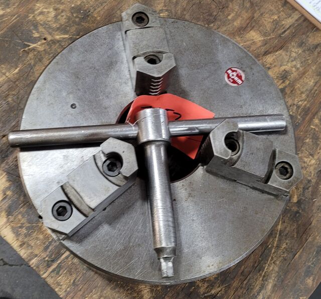 12.5" Rohm #2012, 3-jaw lathe chuck, 4" center hole, plain back - Image 10