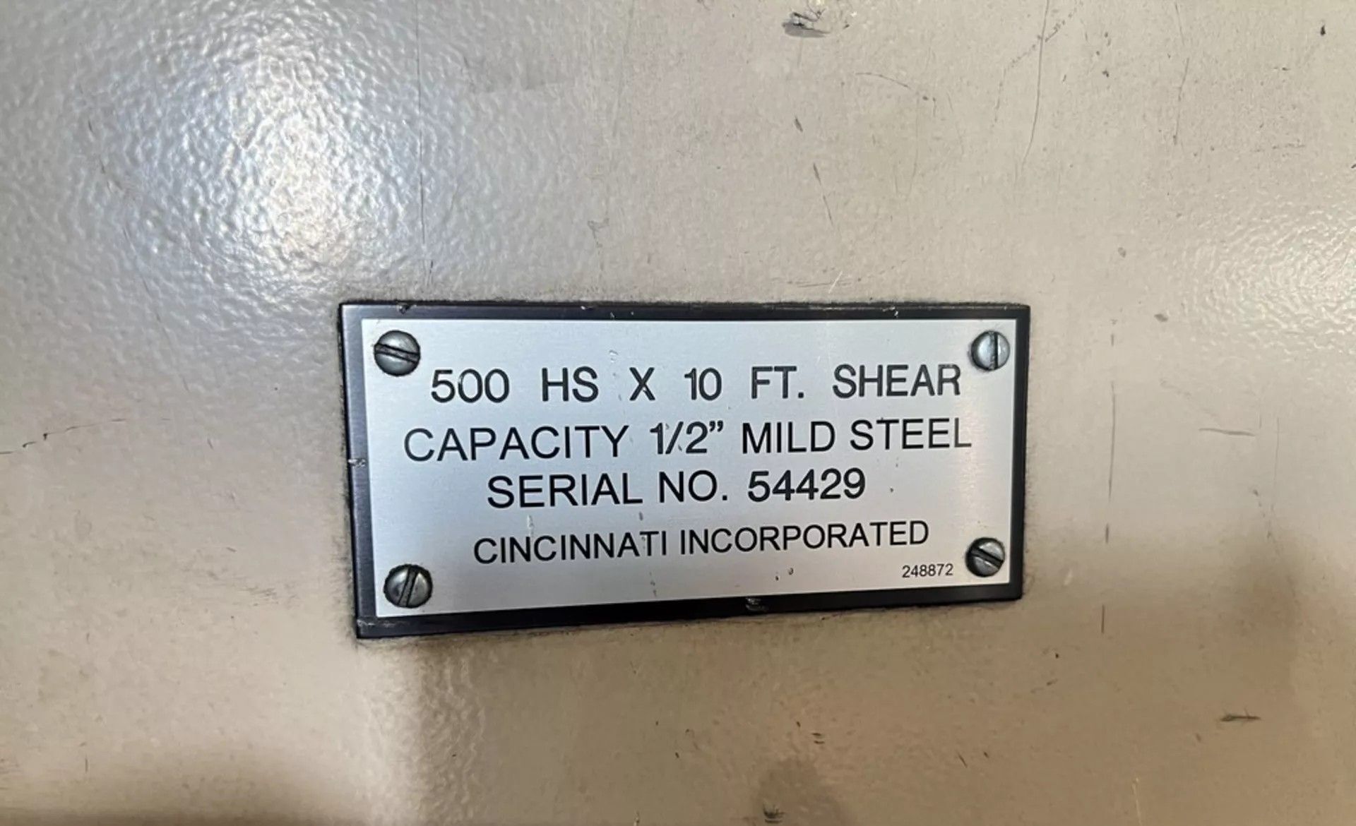 1/2" x 10' Cincinnati #500HSx10FT, hydraulic power squaring shear, 48" front operated power back gauge, 13 - Image 10