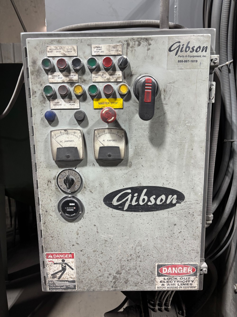 72" Gibson Table Blast, stand alone dust collector, shot trap, 92) 10 HP blast wheels - Image 3