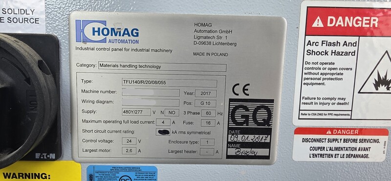 Homag, Boomerang Return Conveyor, 18.4' machine length, 37.4" working height, 26-46 FPM, 480 Volt, 3PH, 2016 - Image 2