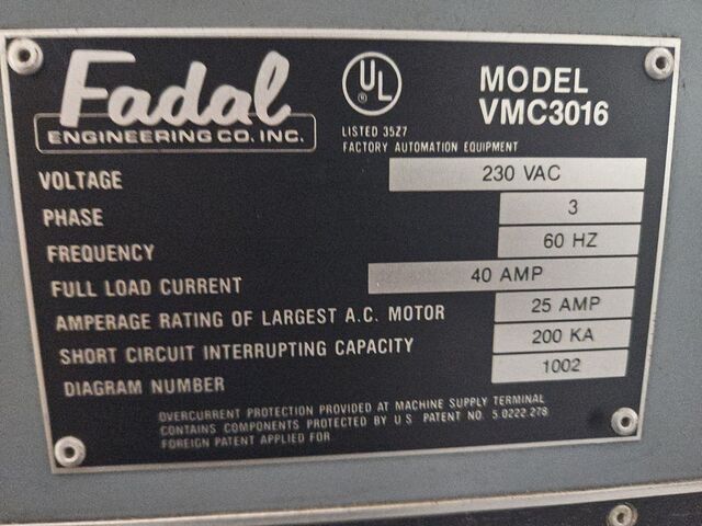 Fadal #VMC-4020, CNC Vertical Machining Center, 40" X, 20" Y, 20" Z, 48" x 20" table, 20 HP, 10,000 RPM, CAT - Image 5