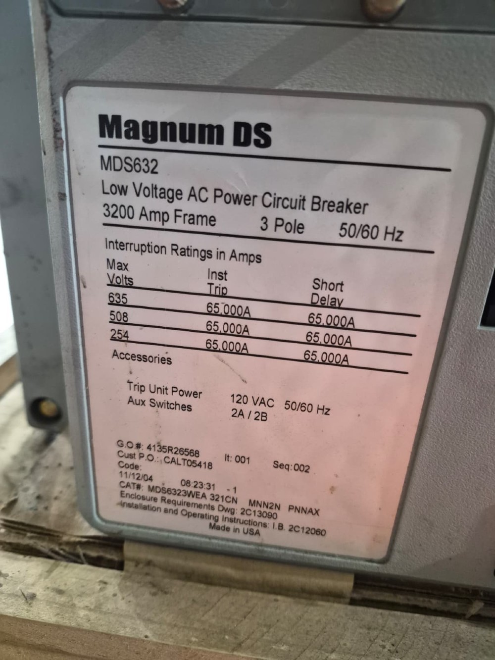3200 Amps, Eaton, Cutler-Hammer Magnum DS Low voltage ac power circuit breaker - 3200 amp frame, 3 pole - Image 6