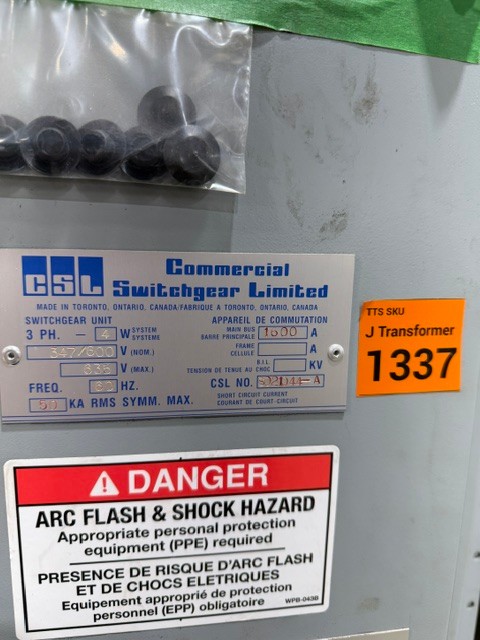 Commercial Switchgear Commerical Switchgear Limited, 3 phase switchgear unit - 1600 a main bus, 347/600-636 - Image 3