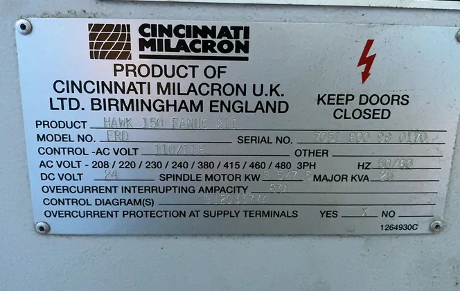 Cincinnati Milacron #ERD, CNC Lathe, 2" bore, 25 KVA, tailstock, Chip Conv., Fanuc 21i-T Control - Image 7