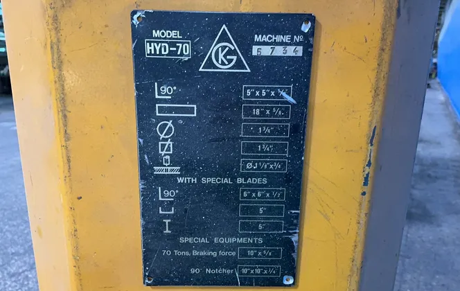 5" x 5" x 1/2" Geka #HYD-70, Ironworker, 5.5/6.4 KW, 1425/1725 RPM, 240/480 V., 3PH, foot pedals - Image 7