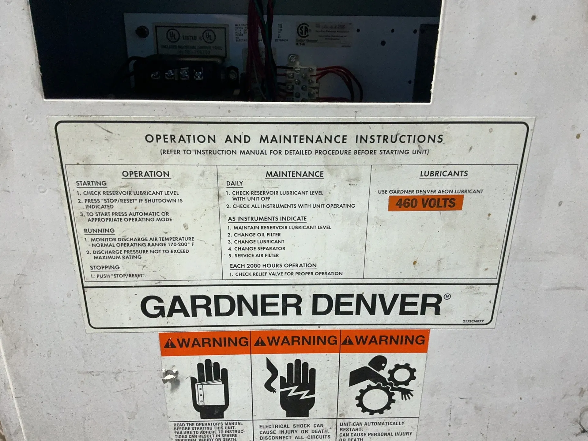 Gardner Denver #EBH99G, Rotary Screw Air Compressor, 50 HP, 1770 RPM, 230/460 V., 3PH, 2005 - Image 4