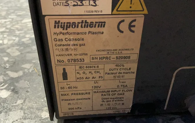 Hyperformance Plasma Gas Console, Hypertherm #078533, 900 kPa max pressure, 120 V., 1PH (2 available) - Image 3