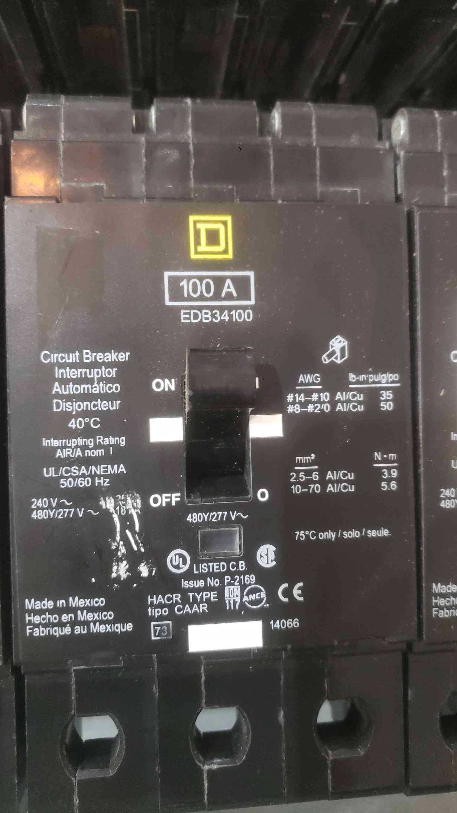 400 Amp. Square D NF, Panelboard Interior LAL36400MB, 480 Volts, 3PH, EDB Breakers, Missing Covers, AS IS - Image 4