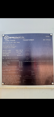 2500 KVA 13800 Delta Primary, 4160Y/2400 Secondary, T & R Electric Transformer - Image 3