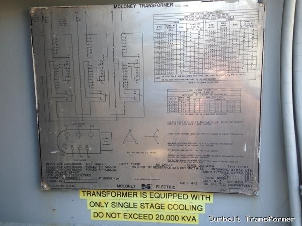 15000/25000 KVA 26400 Delta Primary, 13200Y/7620 Secondary, Moloney, w/LTC - Image 1