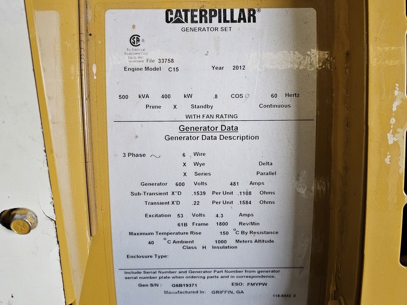400 KW Caterpillar #LC6, Diesel Generator Set, 600 Volts, 1800 RPM, 536 HP, 600 amp main breaker, EMCP 4.2 - Image 3