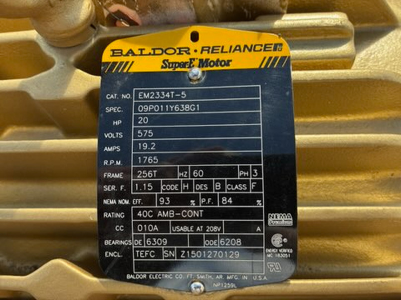 20 HP 1765 RPM Baldor #EM2334T-5, Electric Motor, Frame 256T, 575 Volts, 19.2 amps - Image 2