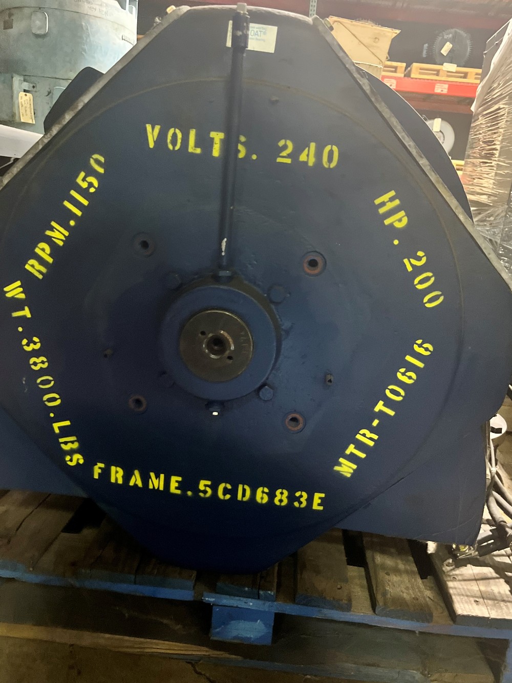 200 HP 1150/1800 RPM General Electric, Frame CD683E, 240 VA, 240 VF, Rebuilt, electrically OK - Image 1