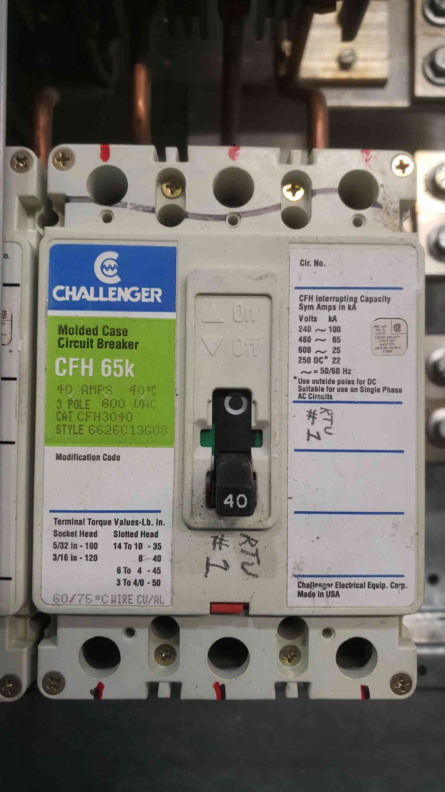 600 Amp. Challenger PM4, Distribution Panelboard, 480 Volts, 3 Phase, 250A & 100A 3-Pole Breakers, AS IS - Image 10