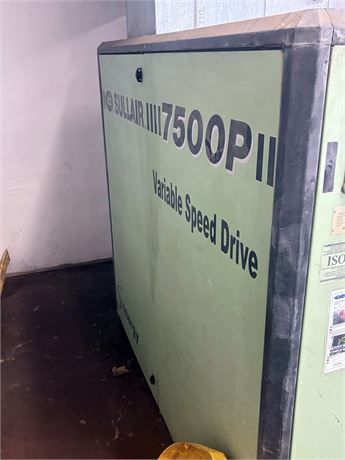 500 cfm, Sullair #7500PV/A, rotary screw air compressor, 100 HP, VSD, air-cooled, 57000 hours, 2009 - Image 6