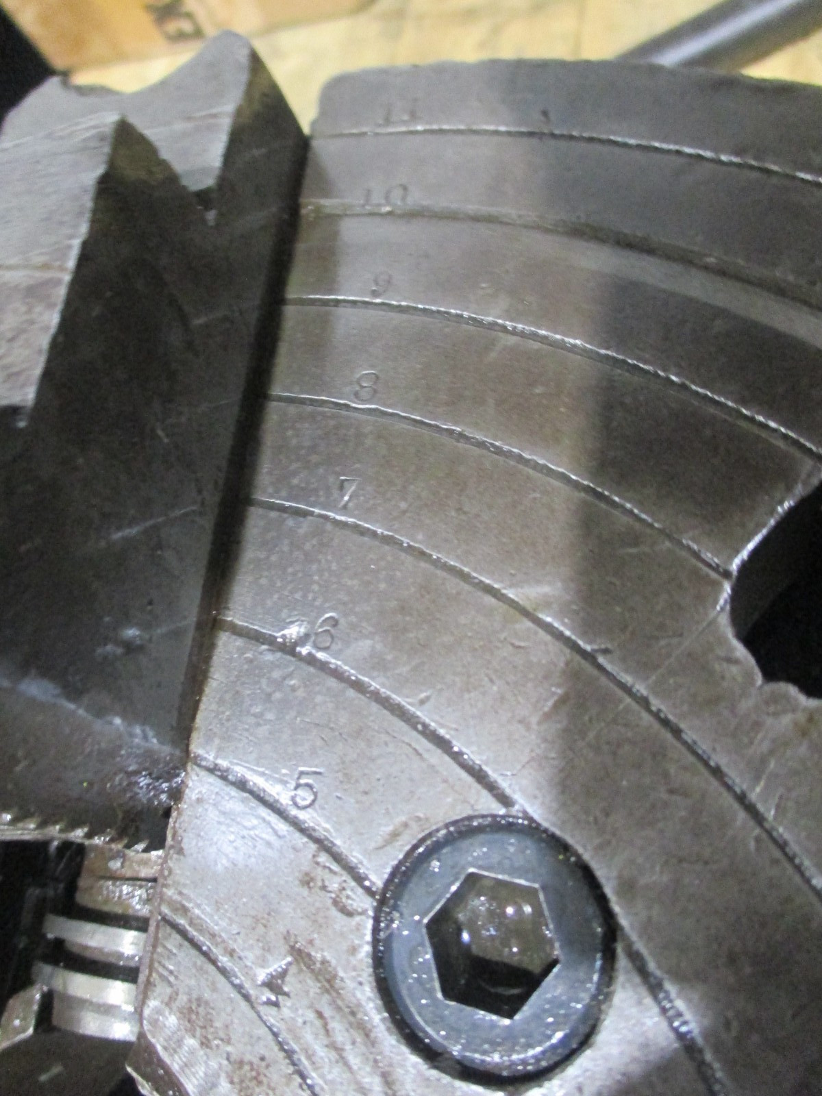 12" Skinner, 4-Jaw Lathe Chuck, L1 back, chuck key - Image 7