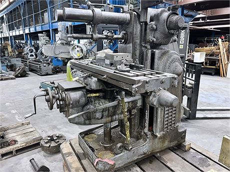 Kearney & Trecker #2CH, plain horizontal mill, 12" x 50" table, #50 taper, 25-1500 RPM, 5 HP, vise, overarm & - Image 1