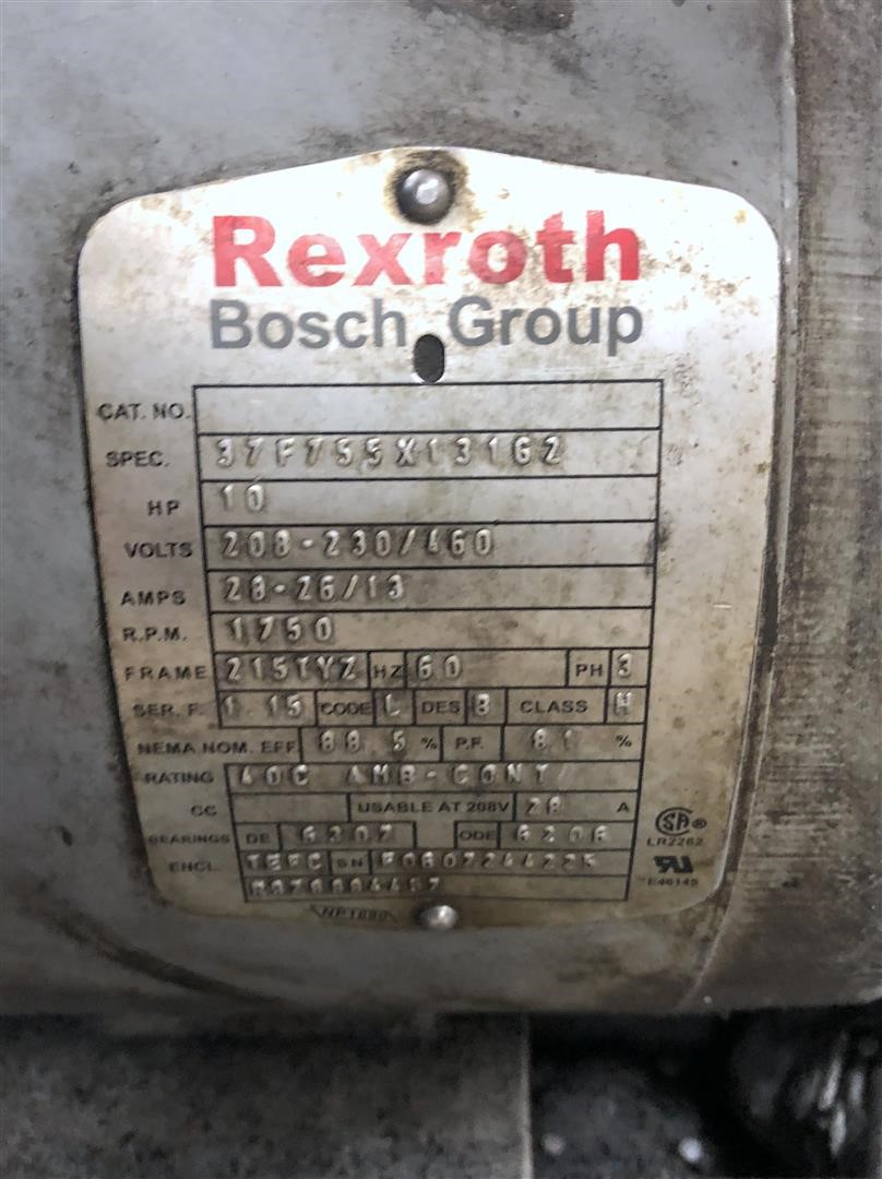 10 HP Rexroth, hydraulic power unit, A10VSO axial piston variable pump, 8.5 GPM, 20 gallon tank, 1750 RPM - Image 4