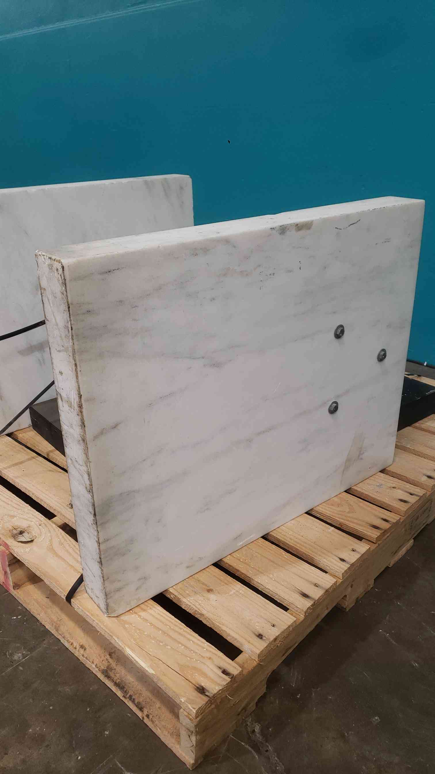 White Marble Base w/ Black Marble Top Balance Table (Surface Plate) - Image 2