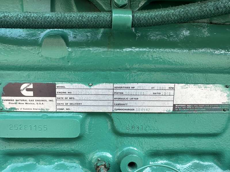 500 KW Cummins #GTA28, Natural gas generator set, 277/480 Volts, 496 hours, 770 HP @ 1800 RPM, weather - Image 10