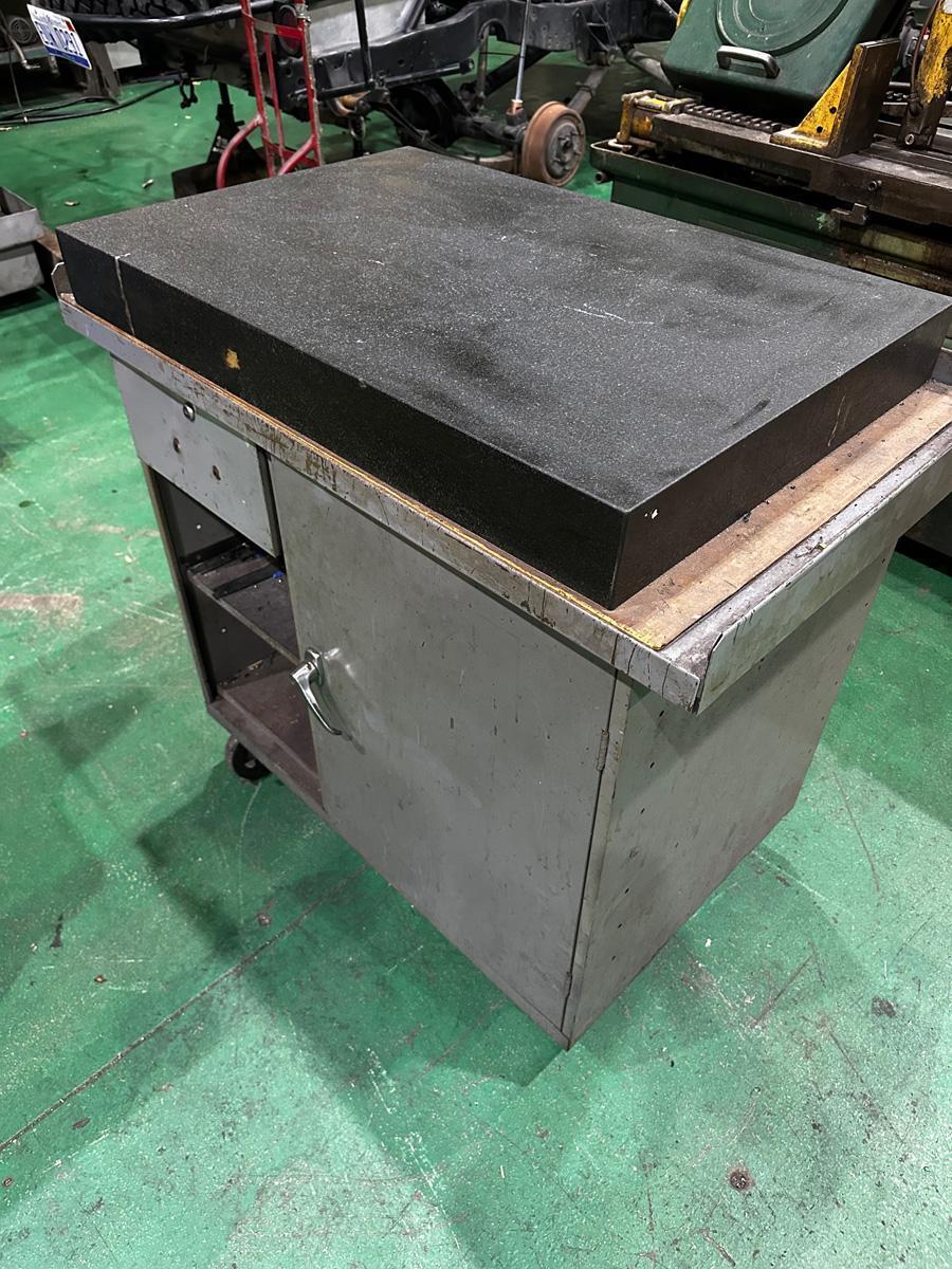 2 4" x 36" x 4" black granite Surface Combustion plate, 4 wheel cabinet, Like New - Image 4